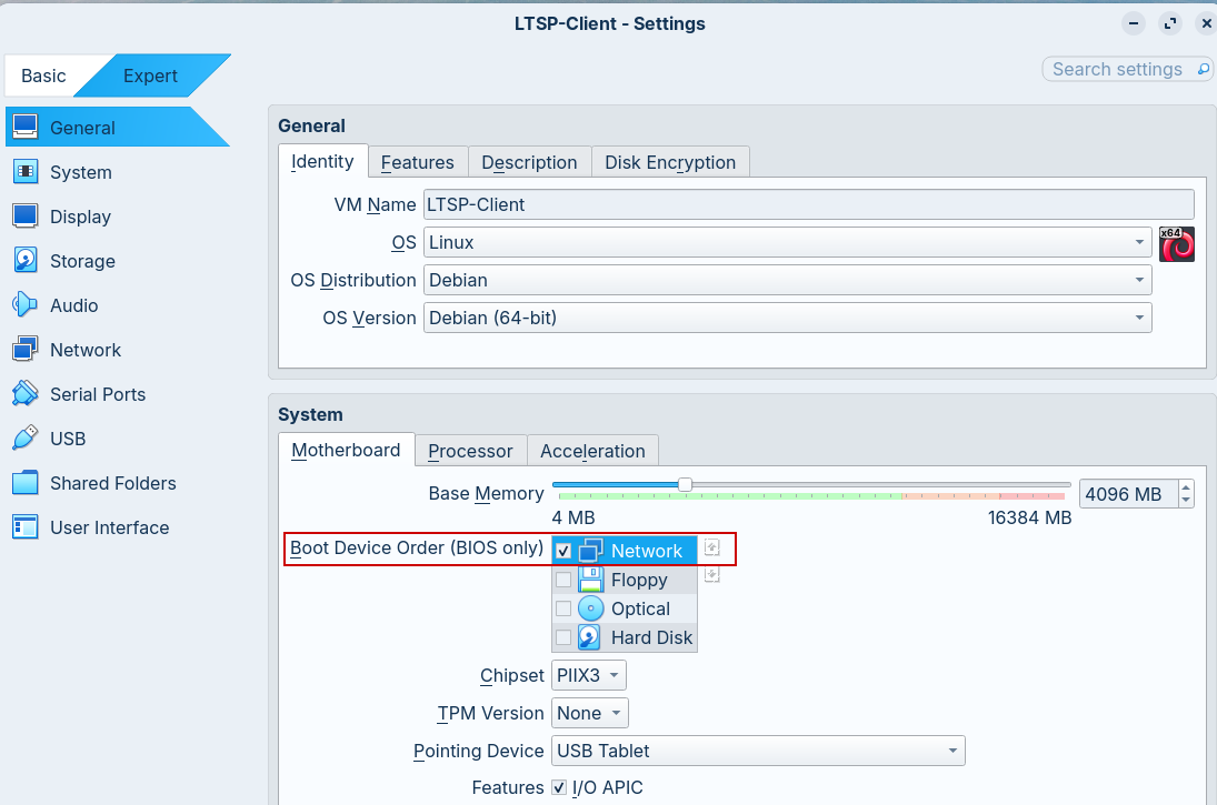 vb ltsp client settings system